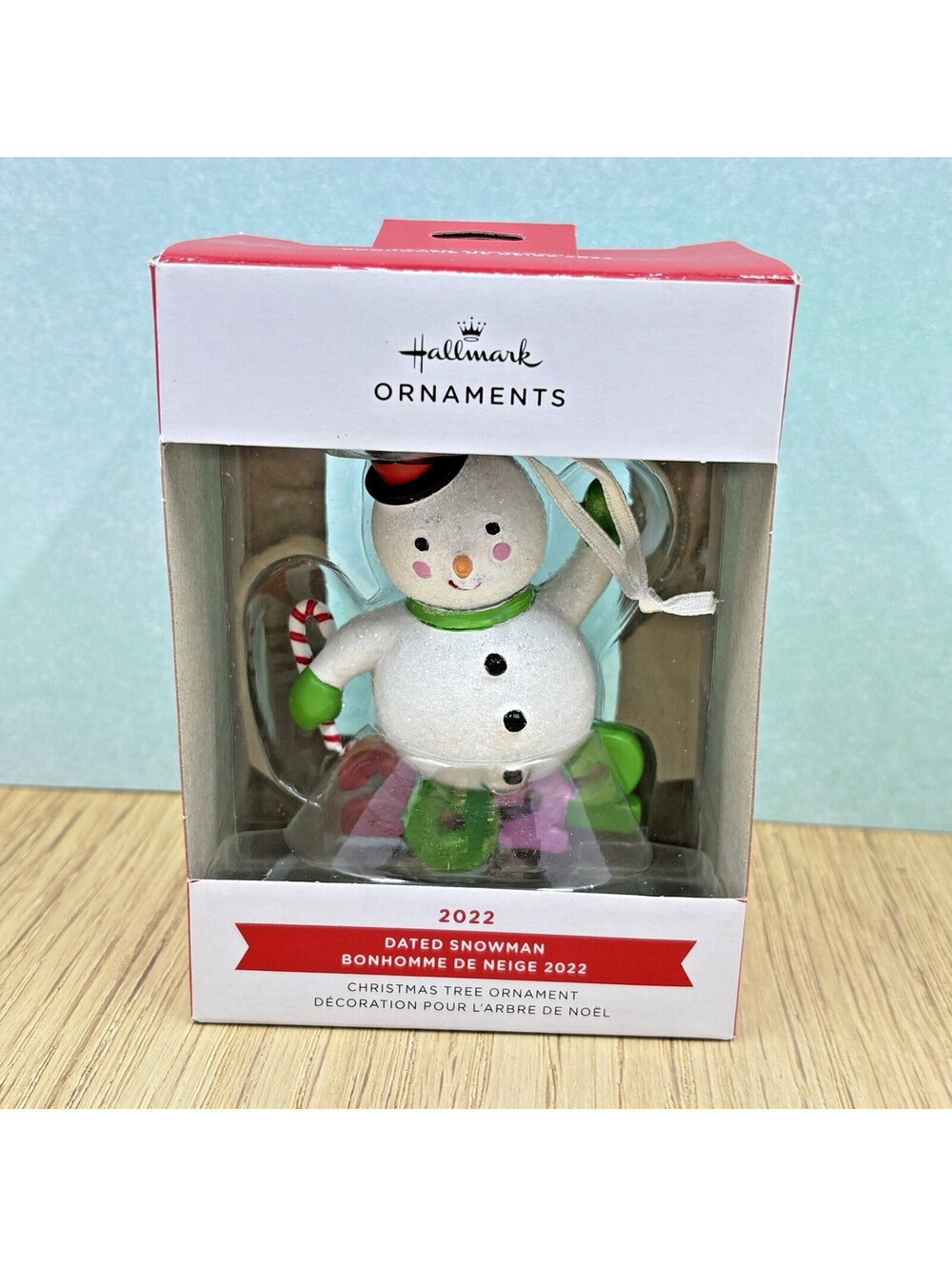 Hallmark Annual SNOWMAN w/Candy Cane Dated 2022 Christmas Ornament NEW in Box